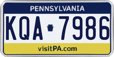 PA license plate KQA7986
