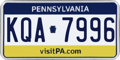 PA license plate KQA7996