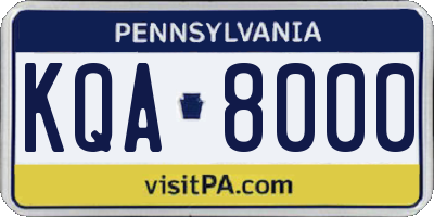 PA license plate KQA8000