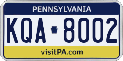 PA license plate KQA8002