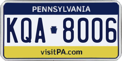 PA license plate KQA8006