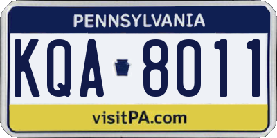PA license plate KQA8011