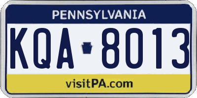 PA license plate KQA8013