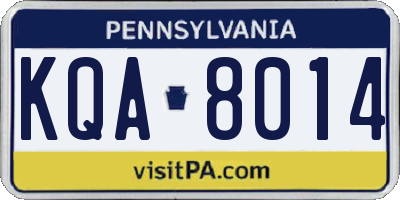 PA license plate KQA8014