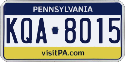 PA license plate KQA8015
