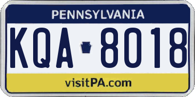 PA license plate KQA8018