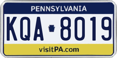 PA license plate KQA8019