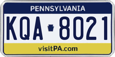 PA license plate KQA8021