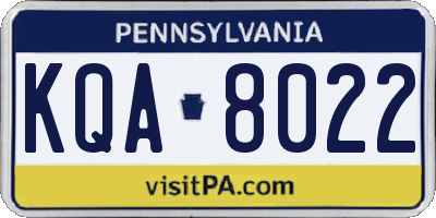 PA license plate KQA8022