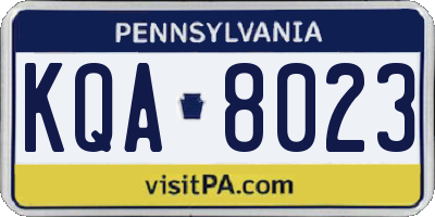 PA license plate KQA8023
