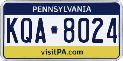 PA license plate KQA8024