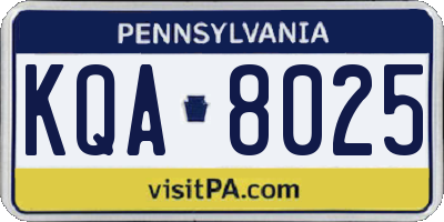 PA license plate KQA8025