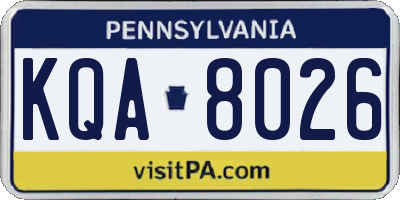 PA license plate KQA8026