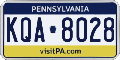 PA license plate KQA8028