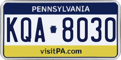 PA license plate KQA8030