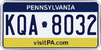 PA license plate KQA8032