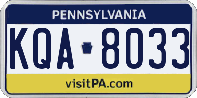 PA license plate KQA8033