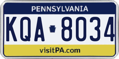 PA license plate KQA8034