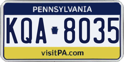 PA license plate KQA8035