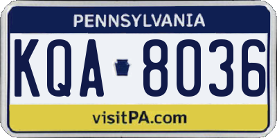 PA license plate KQA8036