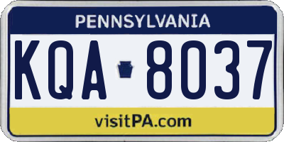 PA license plate KQA8037