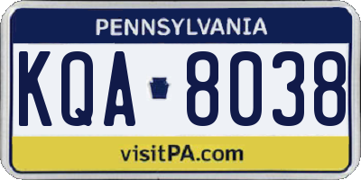 PA license plate KQA8038