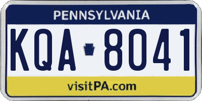 PA license plate KQA8041