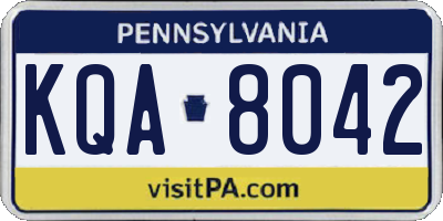 PA license plate KQA8042