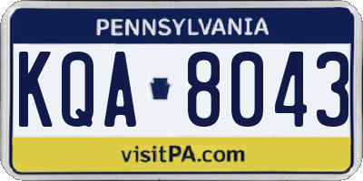 PA license plate KQA8043