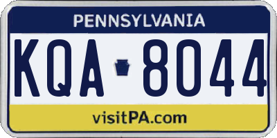 PA license plate KQA8044