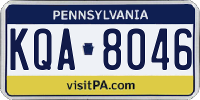 PA license plate KQA8046
