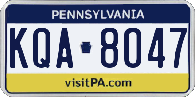 PA license plate KQA8047