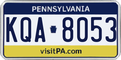 PA license plate KQA8053