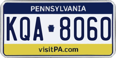 PA license plate KQA8060