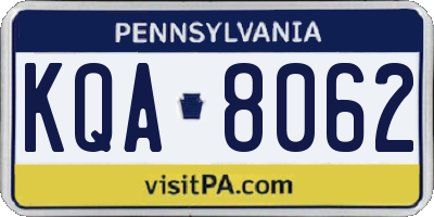 PA license plate KQA8062