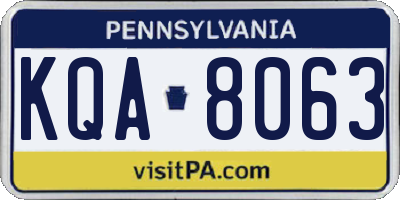PA license plate KQA8063