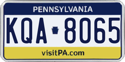 PA license plate KQA8065