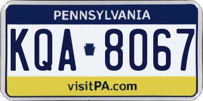 PA license plate KQA8067