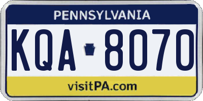 PA license plate KQA8070