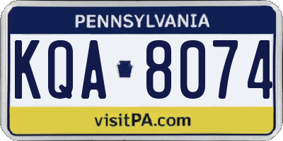 PA license plate KQA8074