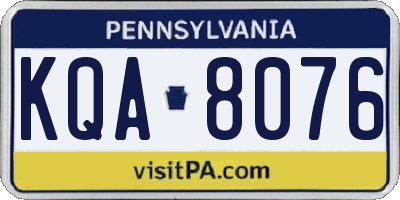 PA license plate KQA8076