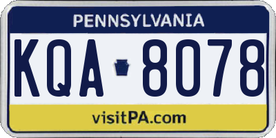 PA license plate KQA8078