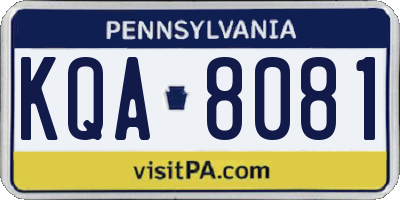 PA license plate KQA8081