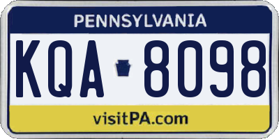 PA license plate KQA8098