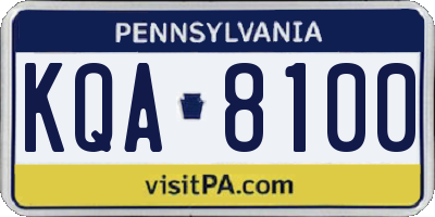 PA license plate KQA8100