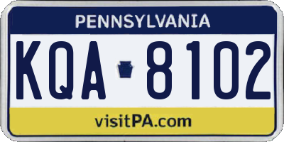 PA license plate KQA8102