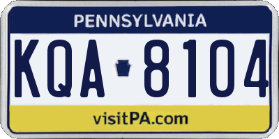 PA license plate KQA8104