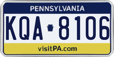 PA license plate KQA8106