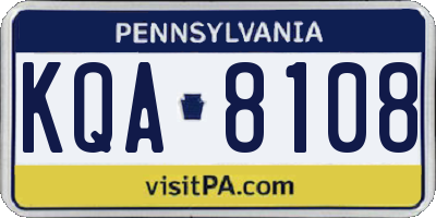 PA license plate KQA8108