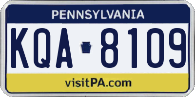 PA license plate KQA8109